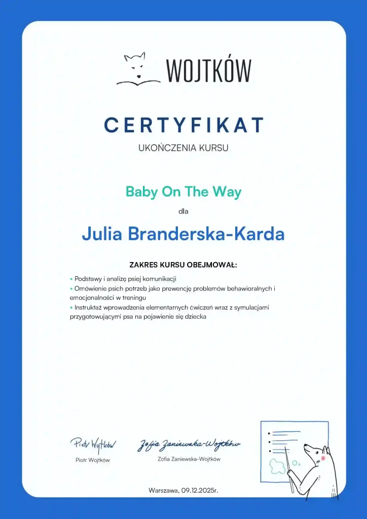 Certyfikat ukończenia kursu Baby on the way